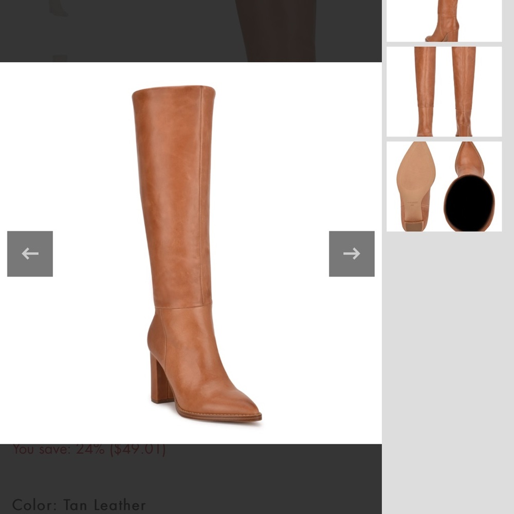 Nine West Hiya BOOT. Size 8. Tan Leather. BRAND NEW IN BOX.